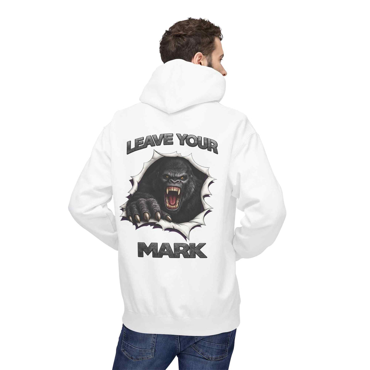 Gorilla 'Leave Your Mark' Bold Graphic Cyber Crest AW Signature Emblem Fleece Pullover - Americanwolf87