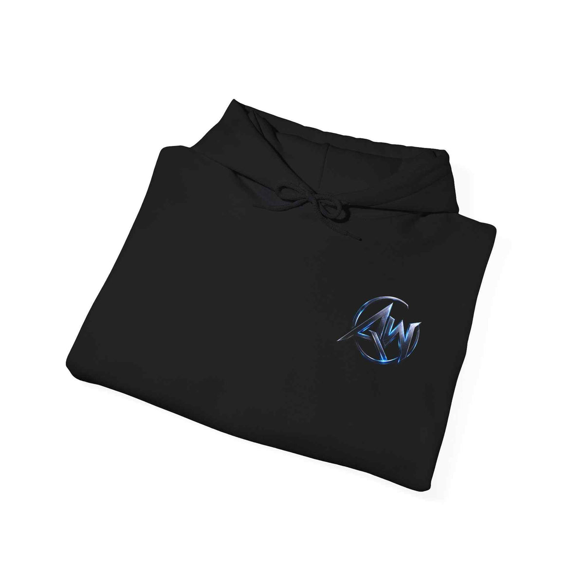 Black streetwear hoodie flat lay with Leave Your Mark AW graphic – drawstring pullover