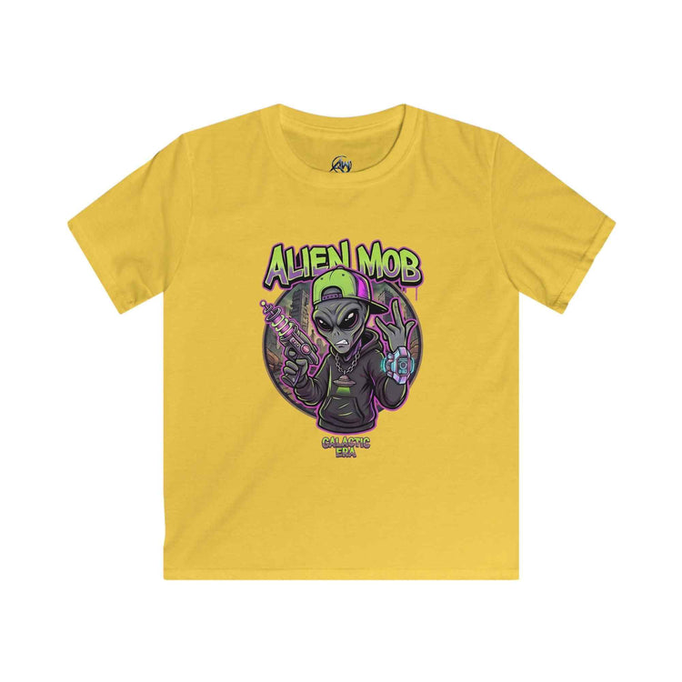 Kids' Alien Mob Space Graphic Yellow  Tee - Front View 