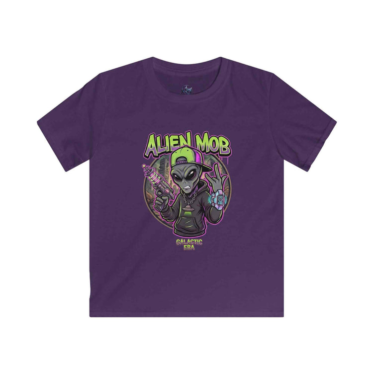 Kids' Alien Mob Space Graphic Purple Color Tee - Front View