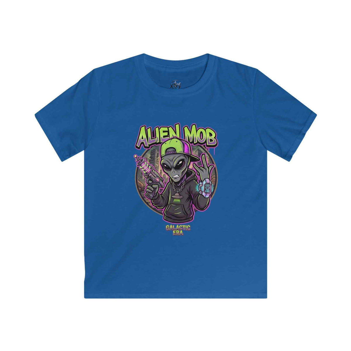 Kids' Alien Mob Space Graphic Royal Blue Color  Tee - Front View 