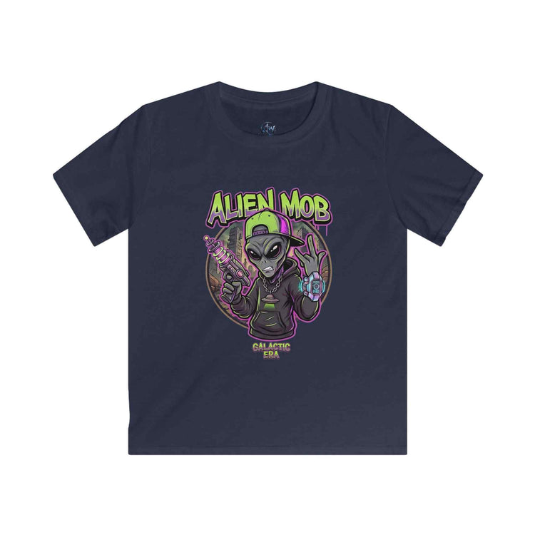 Kids' Alien Mob Space Graphic Blue Color  Tee - Front View