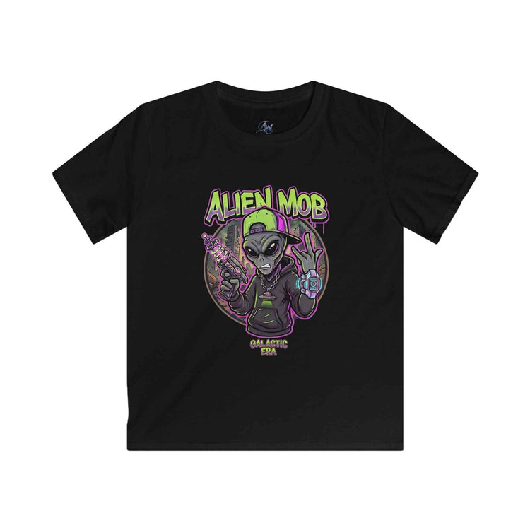 Kids' Alien Mob Space Graphic  Black Tee - Front View