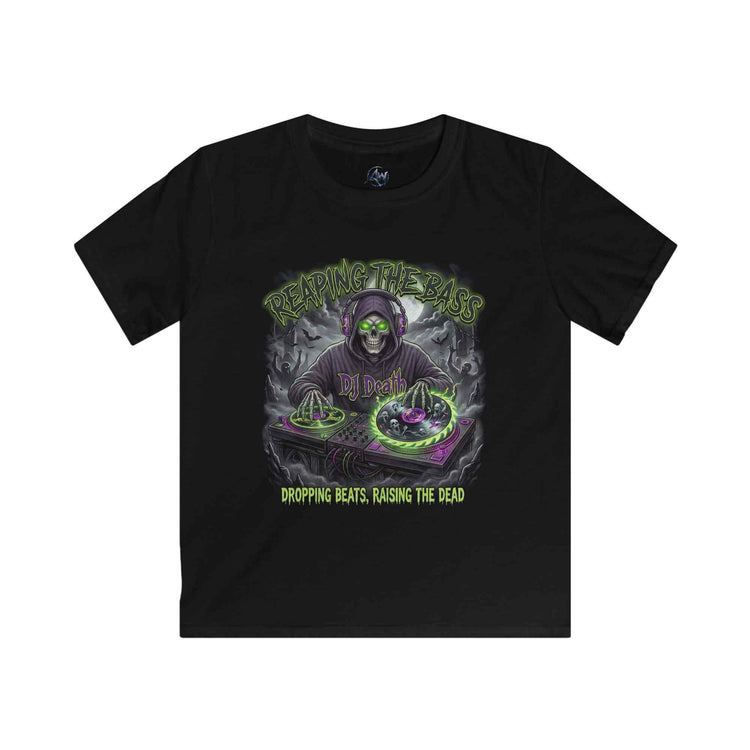 Kids Halloween Grim Reaper DJ T-Shirt Dropping Beats Raising the Dead - Americanwolf87