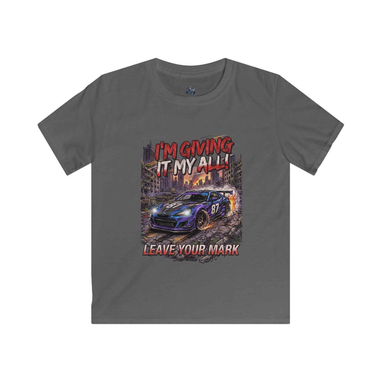 Kids Racing T-Shirt "I'm Giving It My All – Leave Your Mark" - Americanwolf87