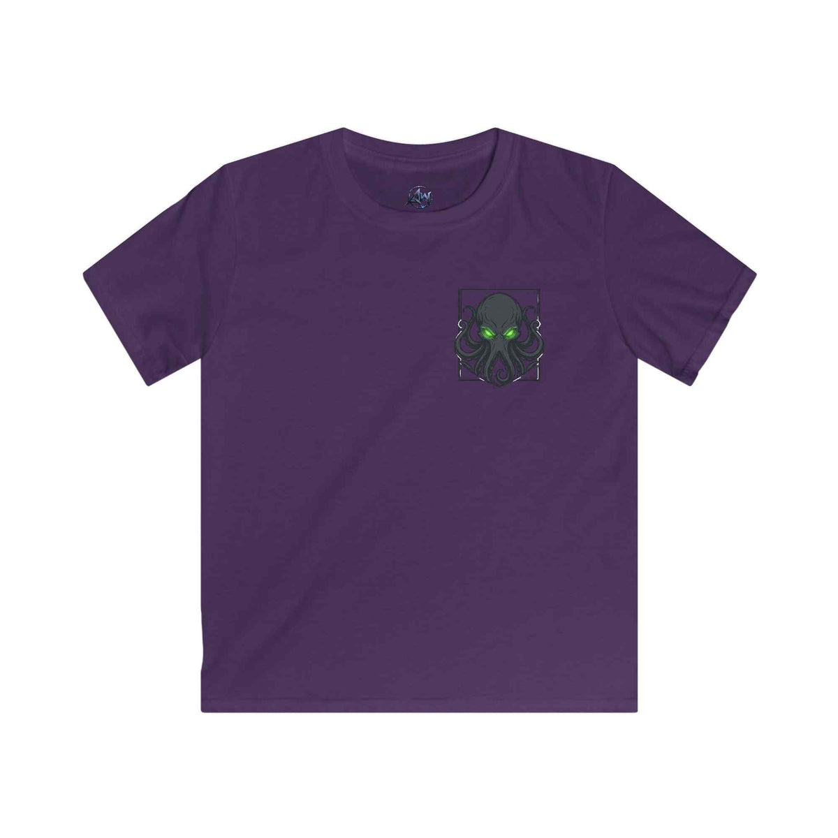 Kids T-Shirt 'Consume Your Demons' The Kraken Octopus Graphic Tee - on a purple color tee front view