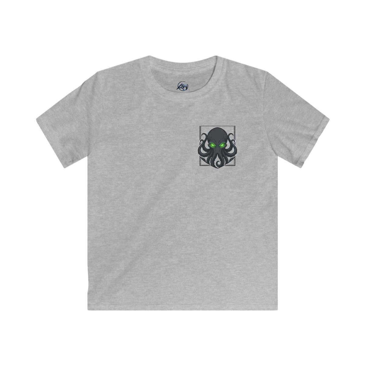 Kids T-Shirt 'Consume Your Demons' The Kraken Octopus Graphic Tee - sports color grey front view