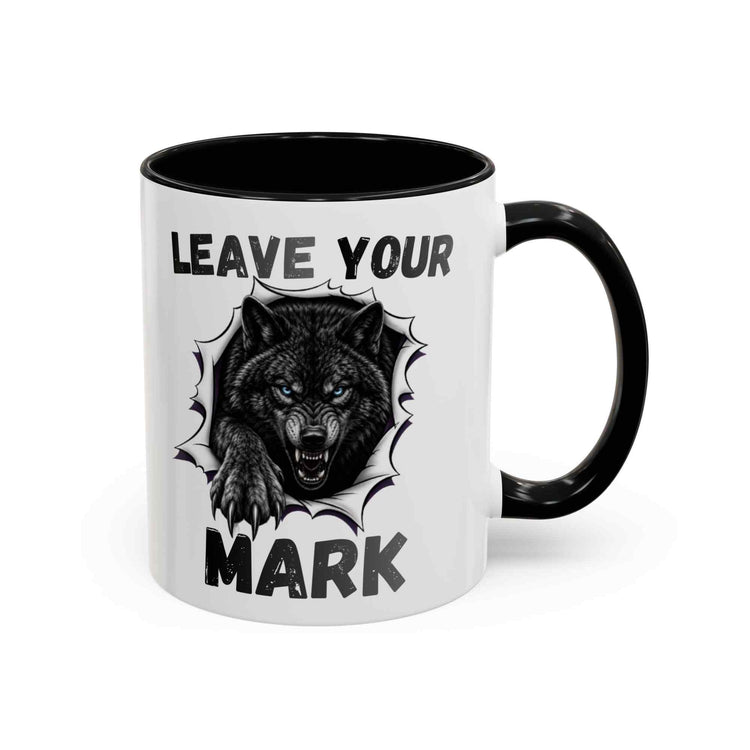 Wild Black Wolf "Leave Your Mark" Fierce Animal Accent Coffee Mug - Americanwolf87