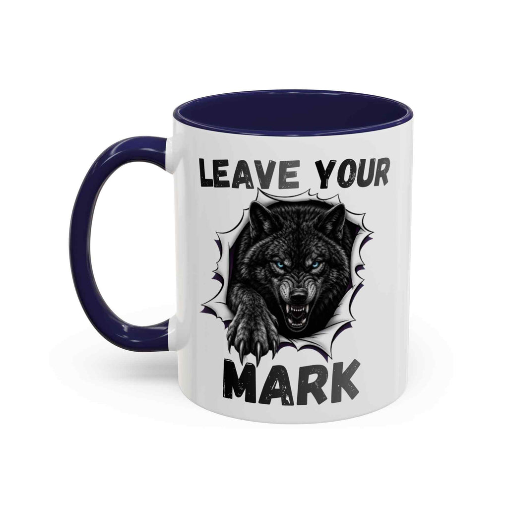Wild Black Wolf "Leave Your Mark" Fierce Animal Accent Coffee Mug - Americanwolf87