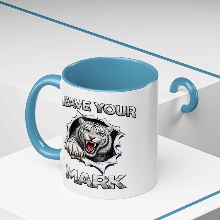 Wild White Tiger "Leave Your Mark" Fierce Animal Accent Coffee Mug - Americanwolf87