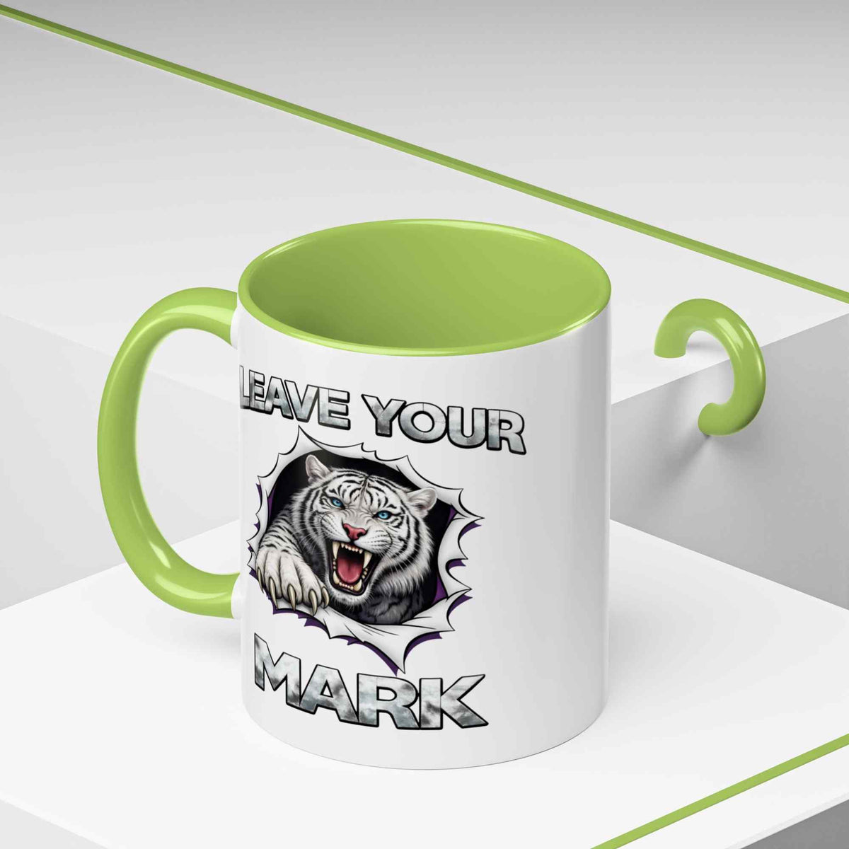 Wild White Tiger "Leave Your Mark" Fierce Animal Accent Coffee Mug - Americanwolf87