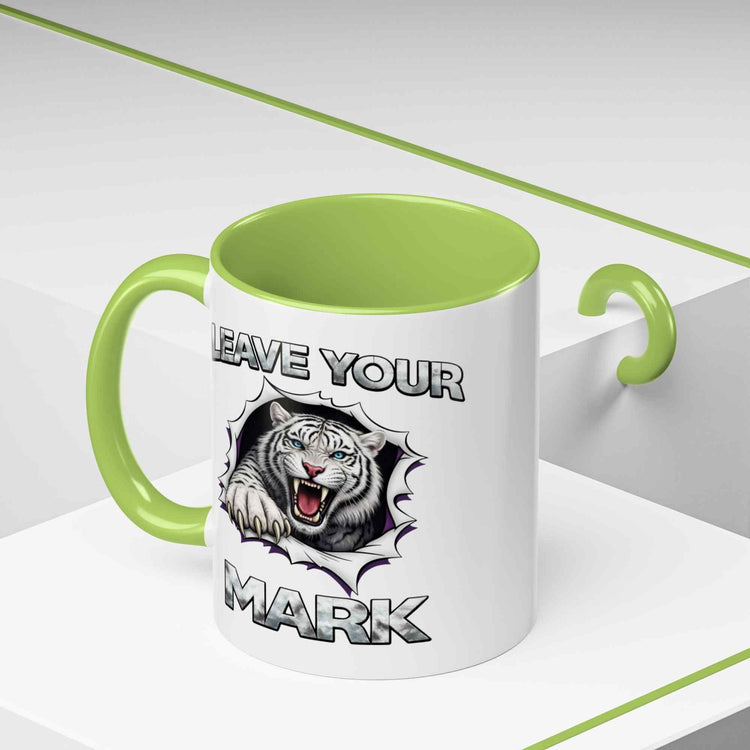 Wild White Tiger "Leave Your Mark" Fierce Animal Accent Coffee Mug - Americanwolf87