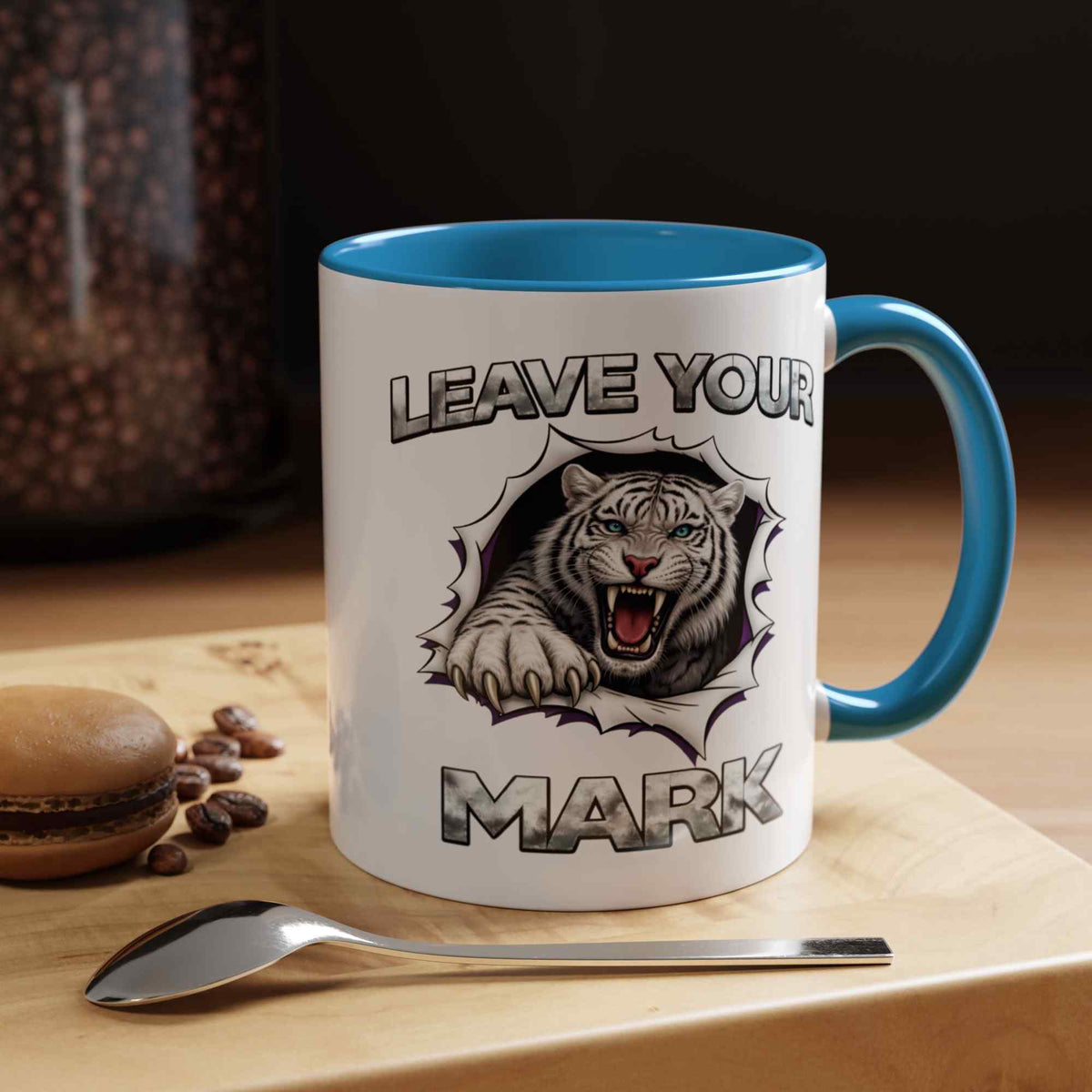 Wild White Tiger "Leave Your Mark" Fierce Animal Accent Coffee Mug - Americanwolf87