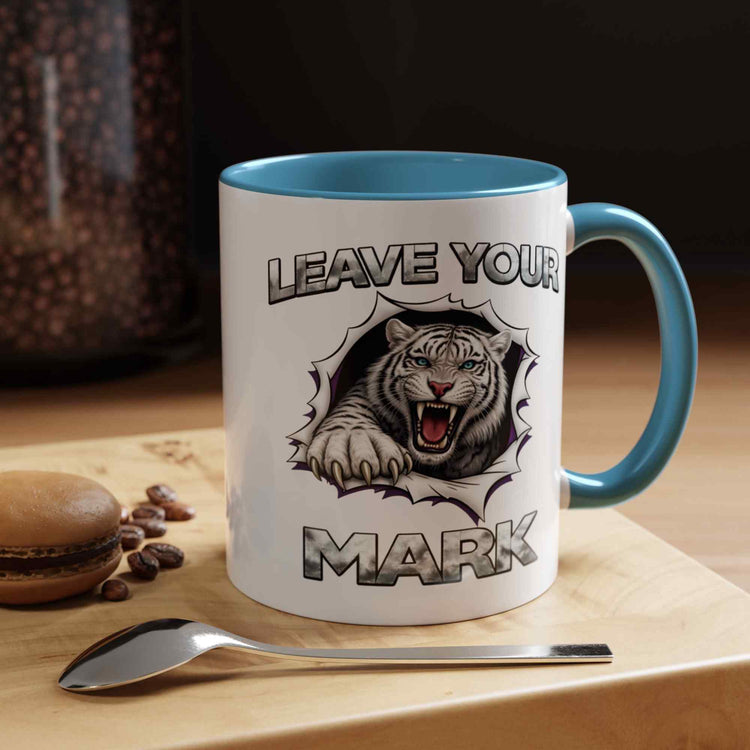 Wild White Tiger "Leave Your Mark" Fierce Animal Accent Coffee Mug - Americanwolf87