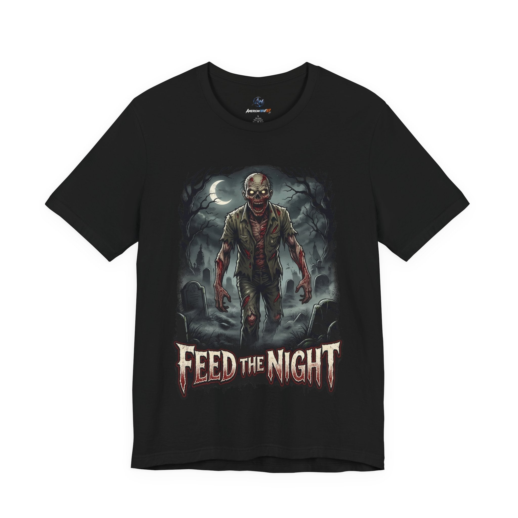 Zombie T-Shirt Feed the Night Horror Graphic Tee - Americanwolf87