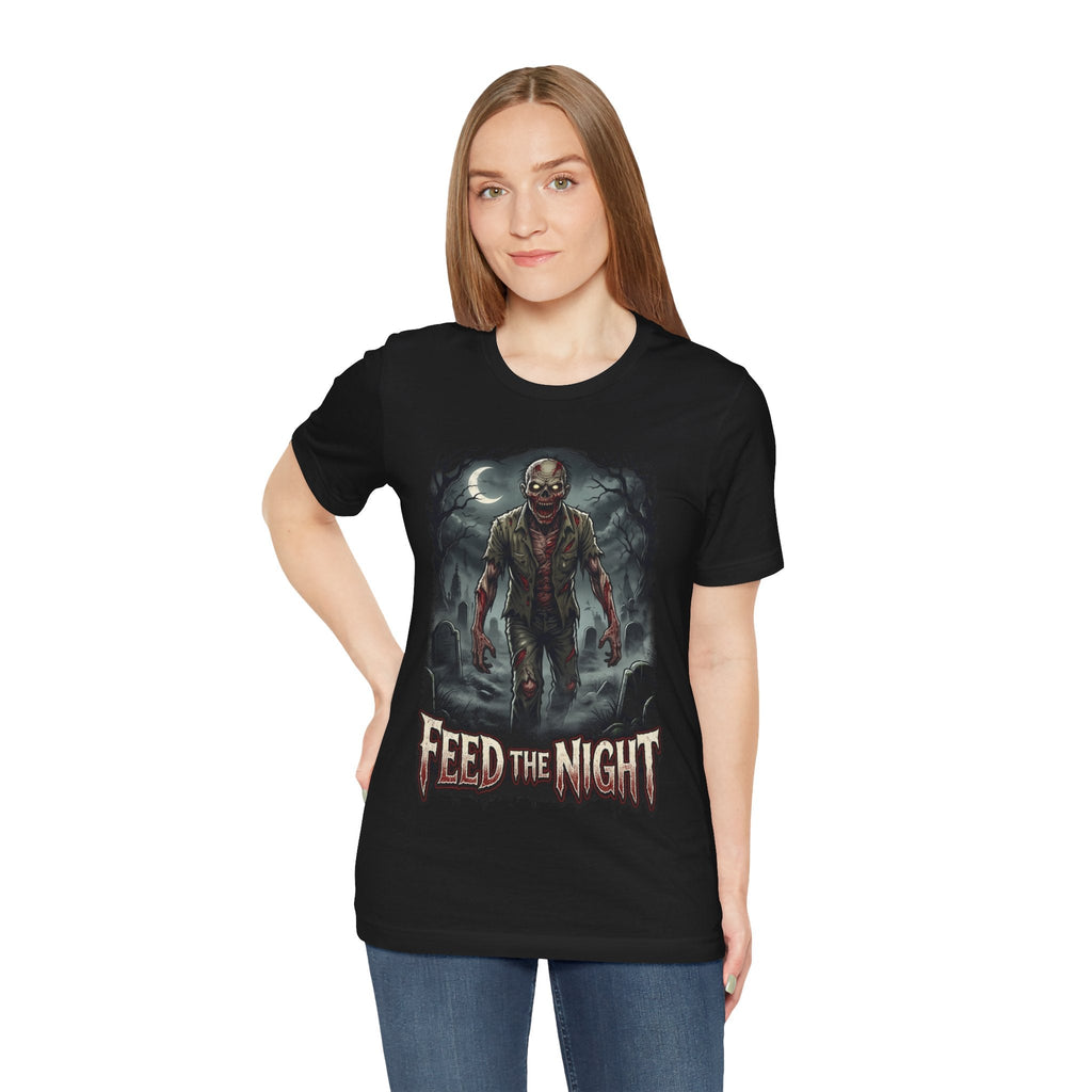 Zombie T-Shirt Feed the Night Horror Graphic Tee - Americanwolf87