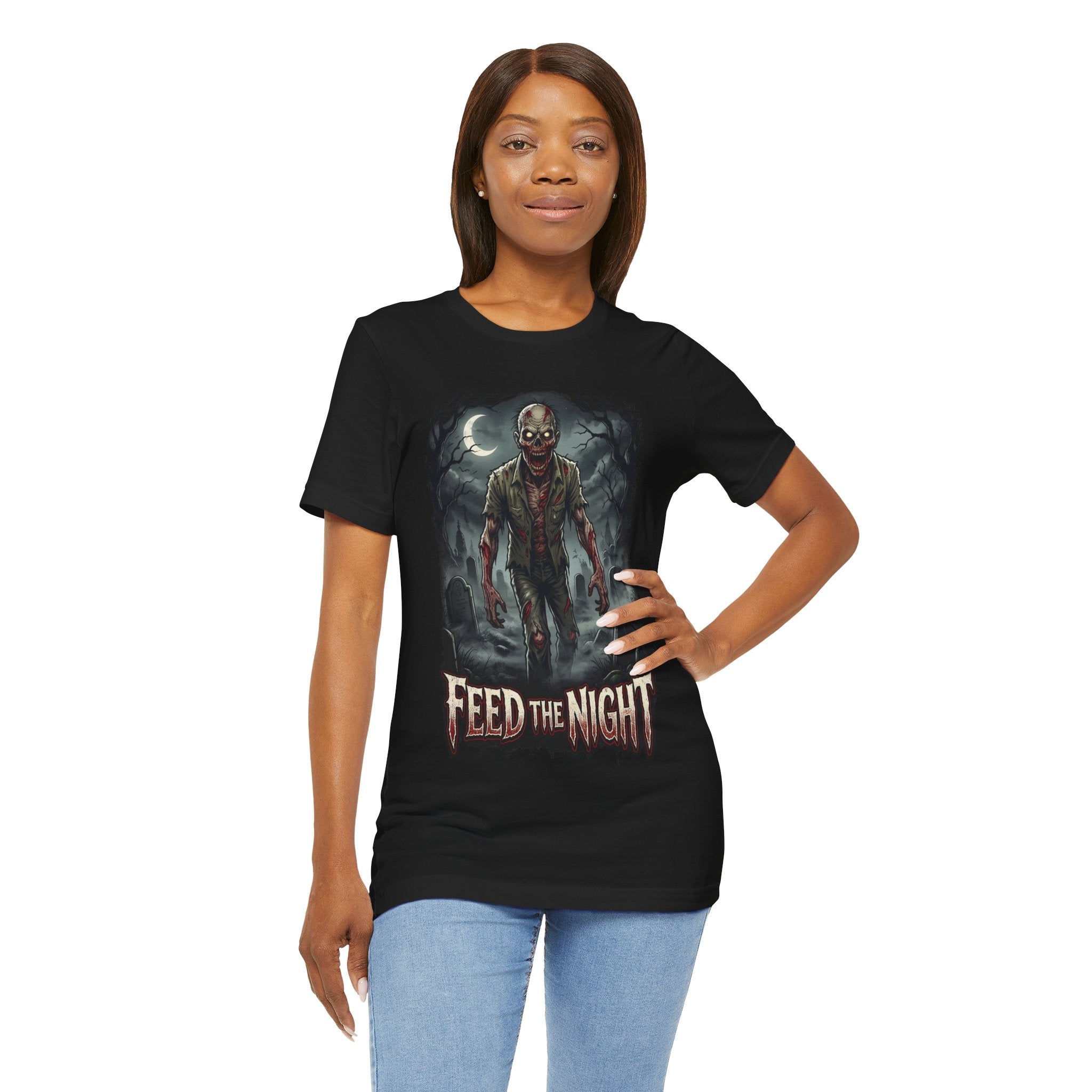Zombie T-Shirt Feed the Night Horror Graphic Tee - Americanwolf87