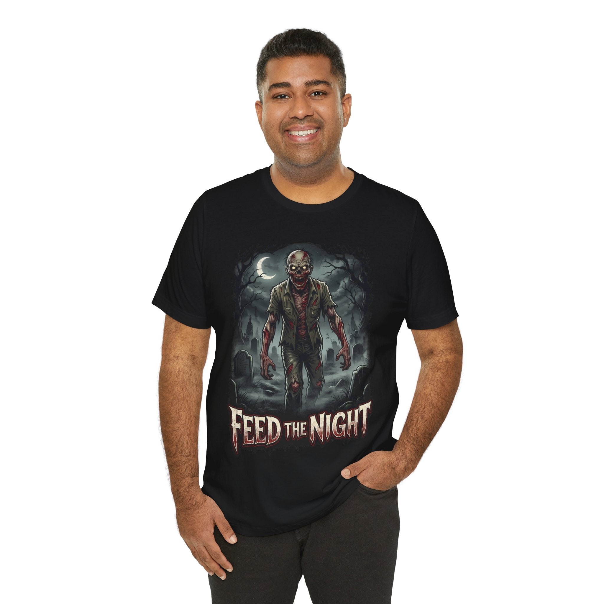 Zombie T-Shirt Feed the Night Horror Graphic Tee - Americanwolf87