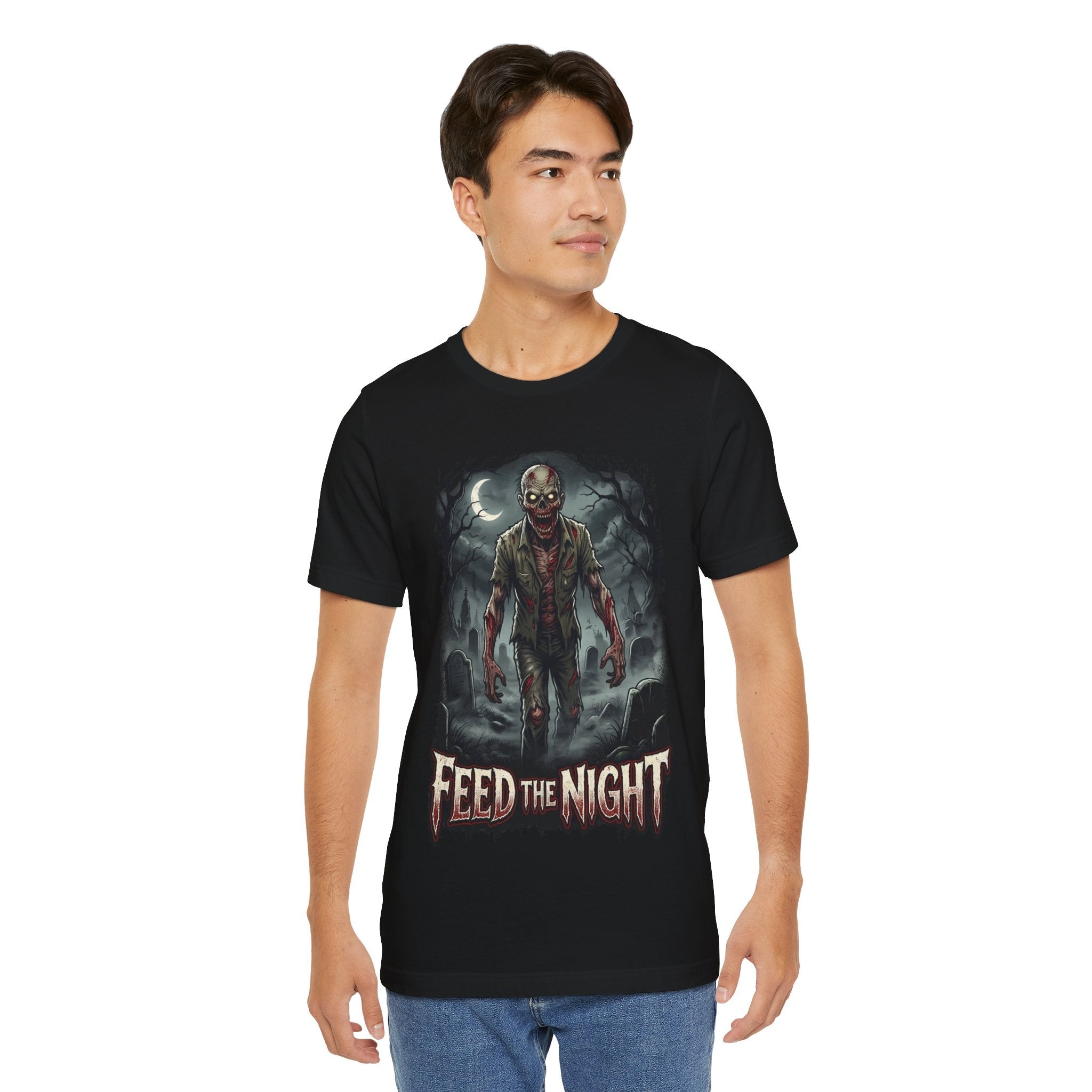 Zombie T-Shirt Feed the Night Horror Graphic Tee - Americanwolf87