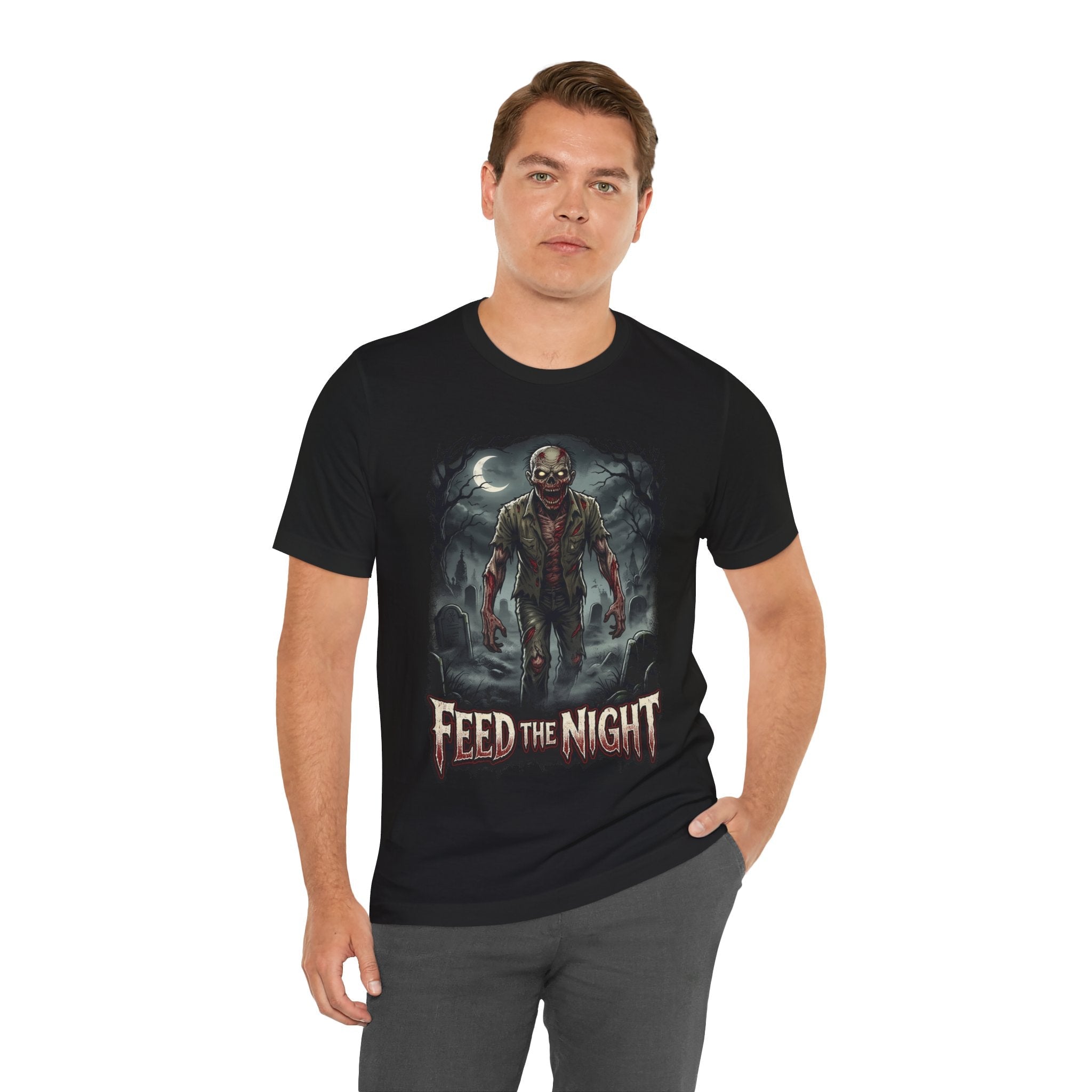 Zombie T-Shirt Feed the Night Horror Graphic Tee - Americanwolf87